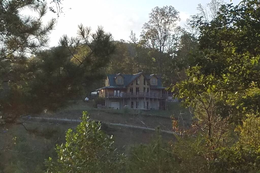 this is the view back at the house from the hill top in front of the house.