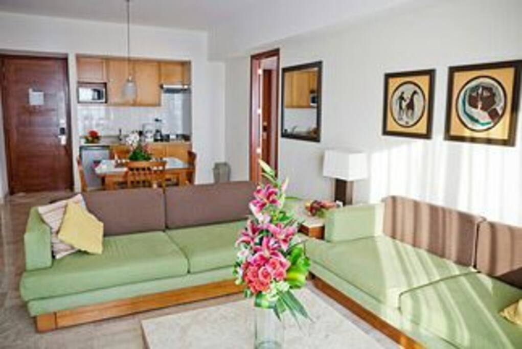 Sala con 2 sofá camas