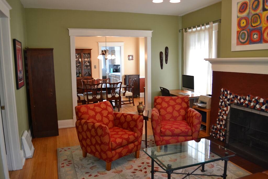 Living room looking into Dining Room & Kitchen.