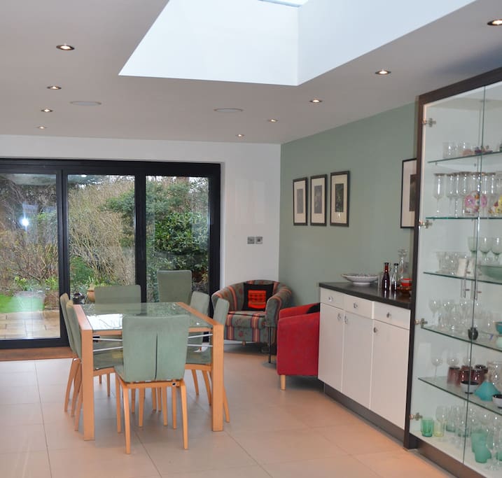 Enjoy your breakfast overlooking the garden. In warm weather we open the French windows all the way.