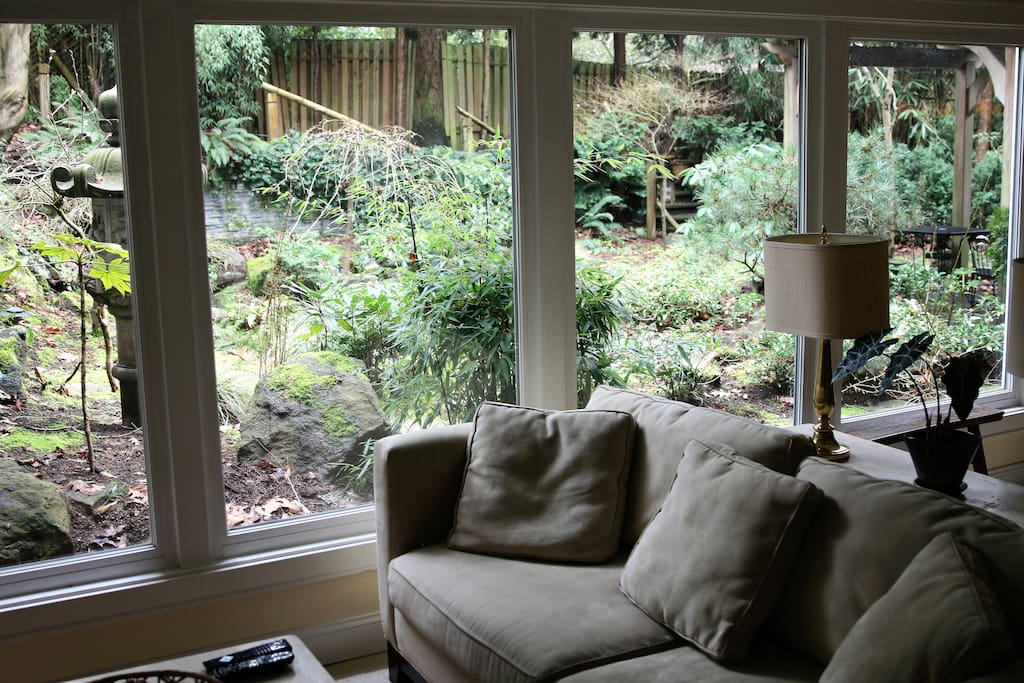 17 foot window wall brings the garden close.