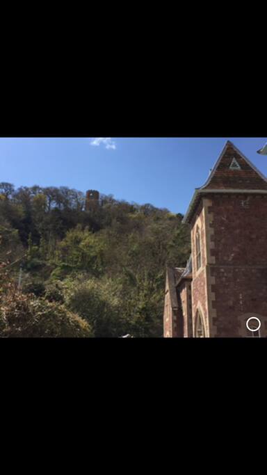view opposite the cottage up to The Keep'