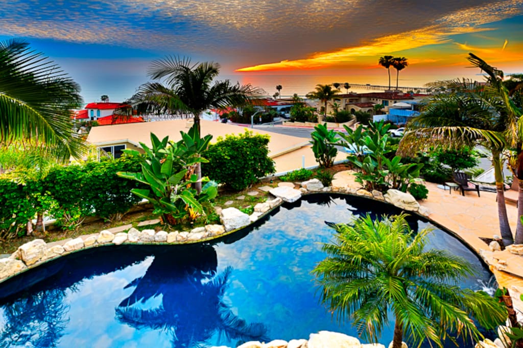 Lounge in the heated pool and spa and watch the sunset