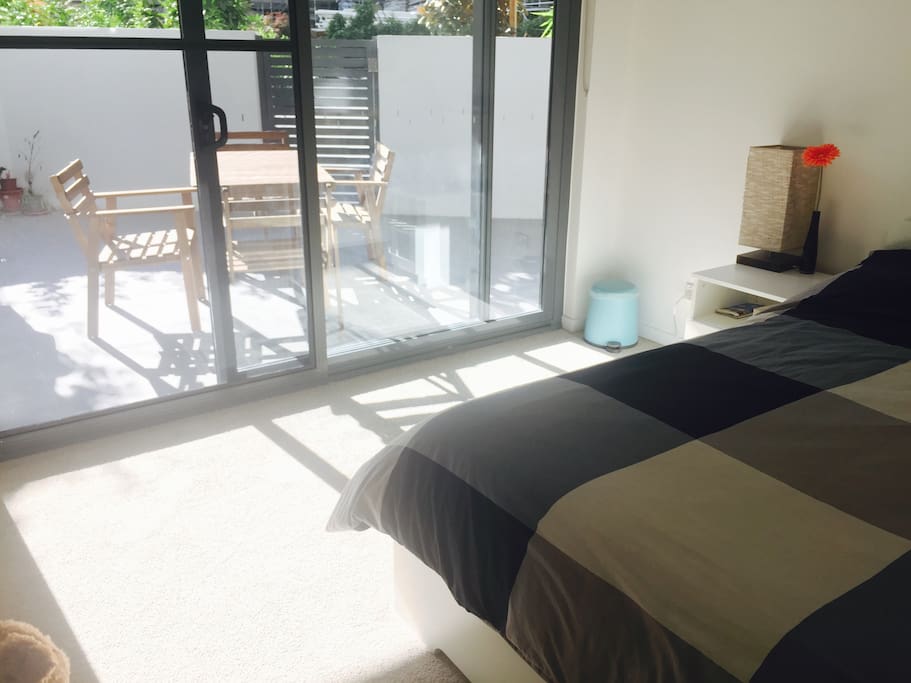 Big glass door window for separate back yard.