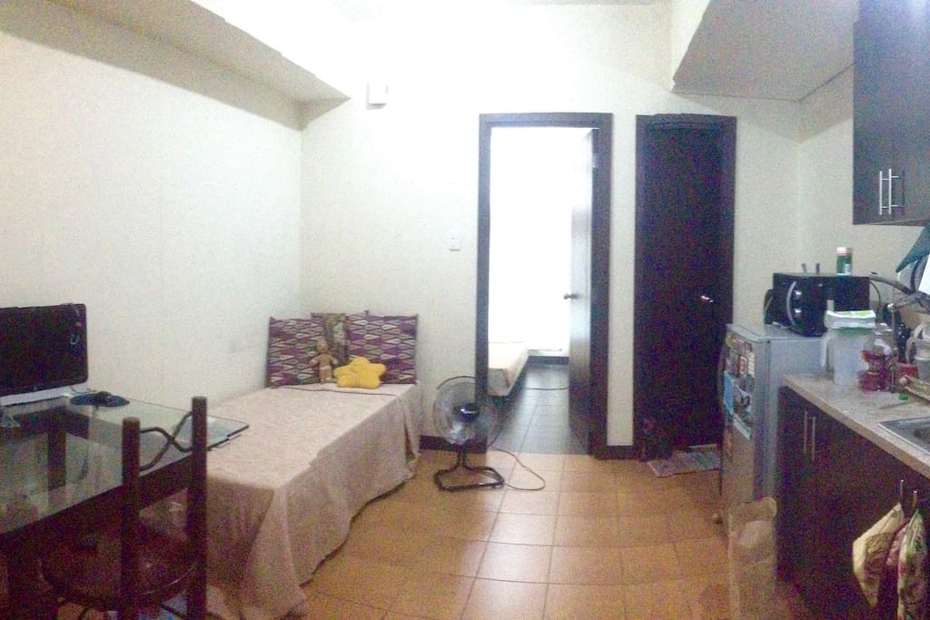 This is the view when you open the door going inside the whole unit ; your room can, also, be seen.