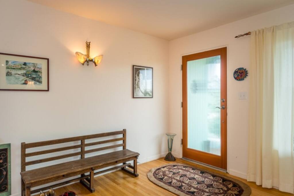 Dining area, looking toward the front entrance.