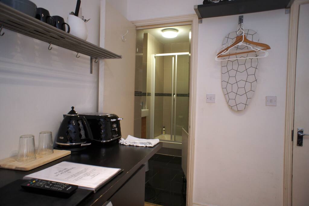Here's your studio with small kitchenette