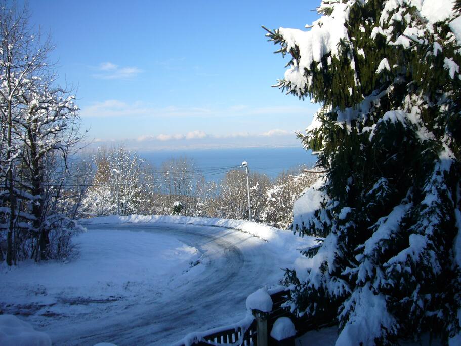 Vue lac depuis chalet.