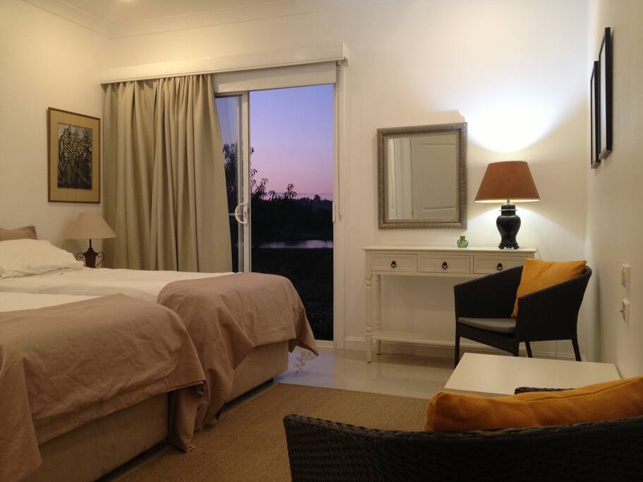 Twin share or double bedroom with lake views.