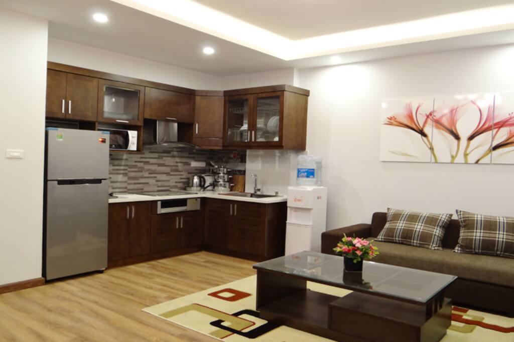 Sofa close to kitchen