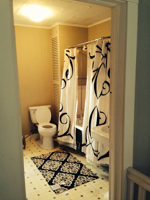 Full bath with large walk in closet