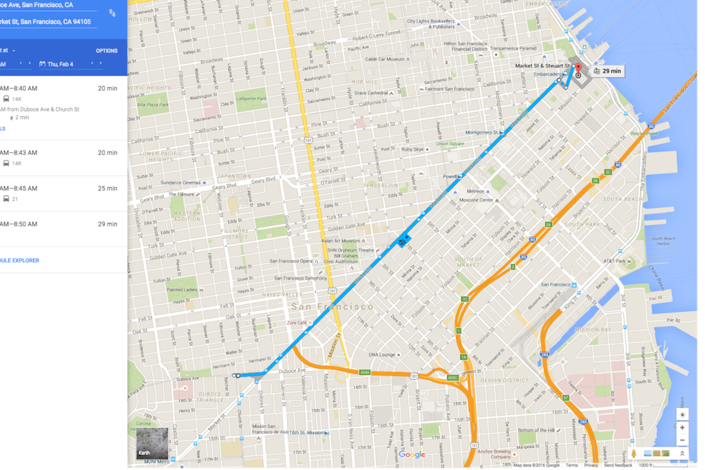 Public transport is a straight shot to Super Bowl City! 15 - 20 mins max.