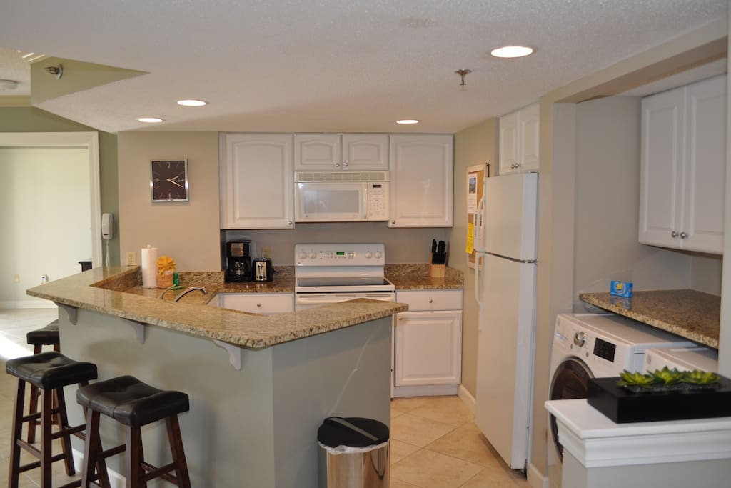 Beautiful open concept kitchen stocked with many new items in 2016!