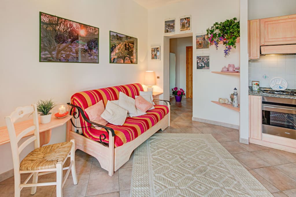 Sala con divano letto e TV