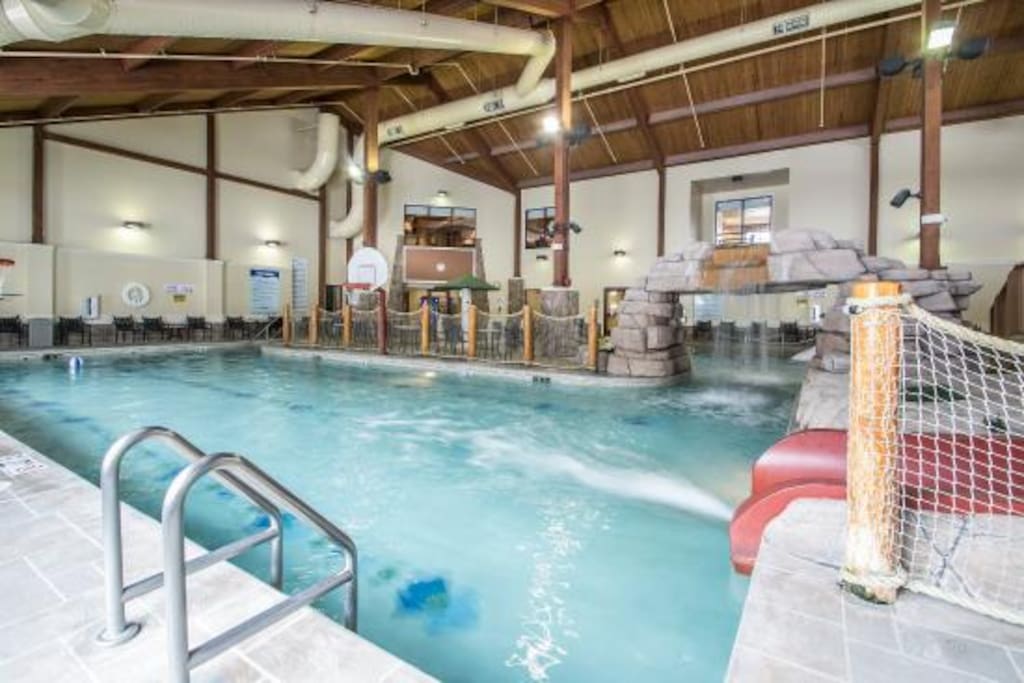 Indoor swimming pool open year round.