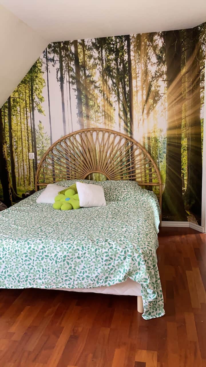 الطابق الأول - غرفة نوم خضراء 160 سريرًا مع مكتب