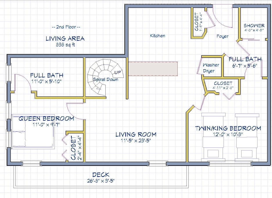 Floor plan - Here is the floor plan for your 2-bedroom condo