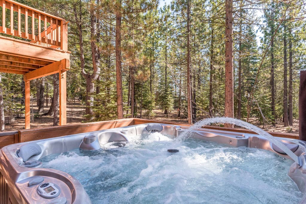 Soak your cares away in the jetted hot tub.
