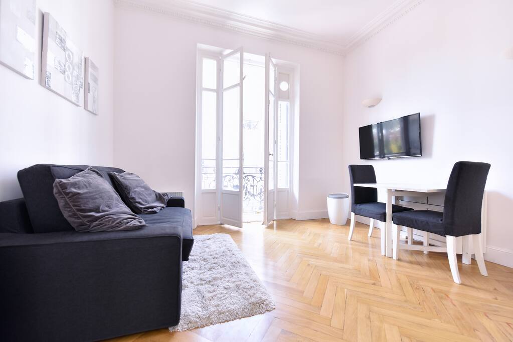 the living room with its sofa-bed