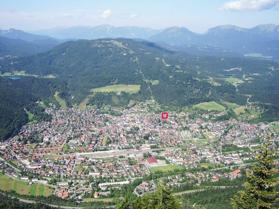 View from Karwendel Mountain: Our central AND near-to-hiking location