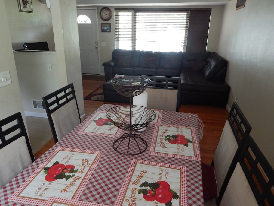 Hang out in the living and dining room while you enjoy the nice patio view.