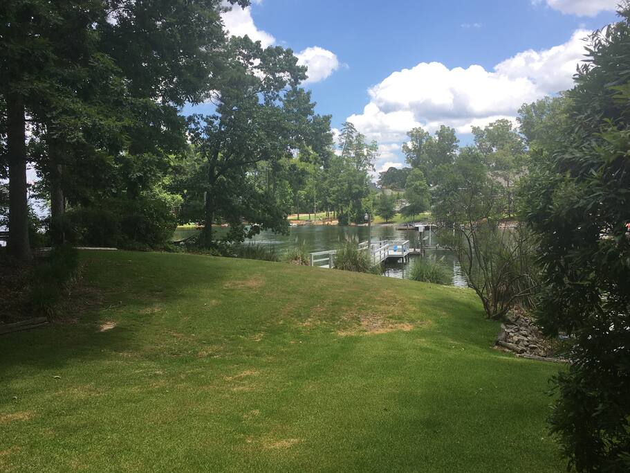 Looking at lake from lower deck