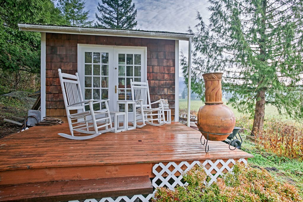 Kick back in the rocking chairs on the private patio while sipping your favorite beverage and taking in the views.