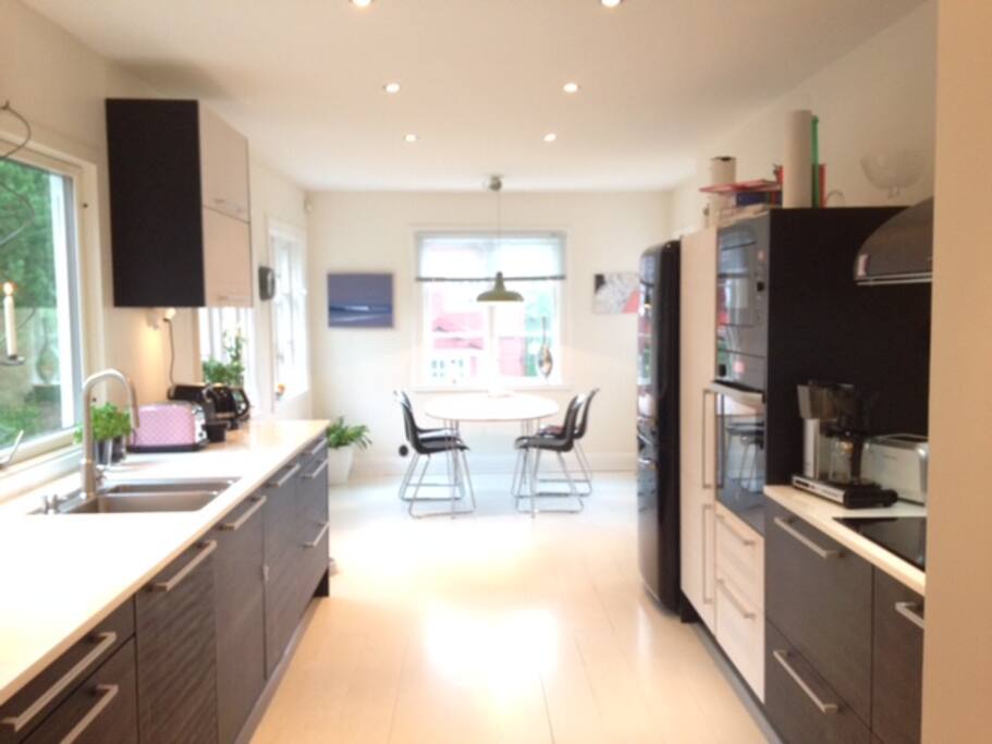kitchen and seating area