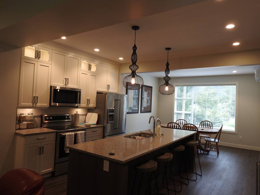 Open kitchen with dining room attached.