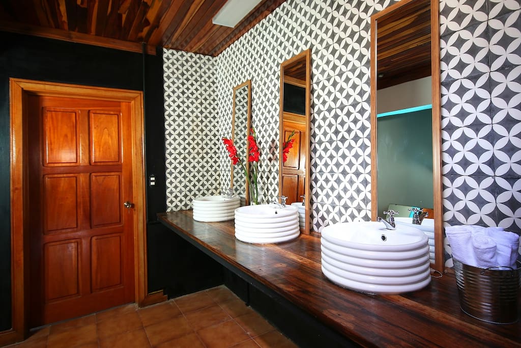 Hand painted tiles.