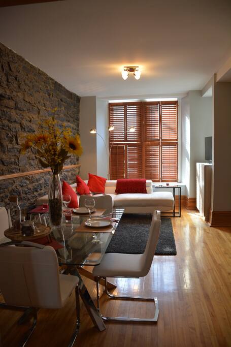 View of living room from the dining room