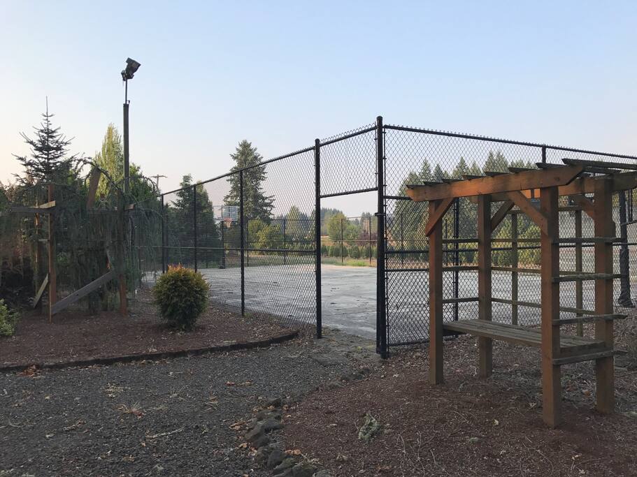 Basketball court available for use.