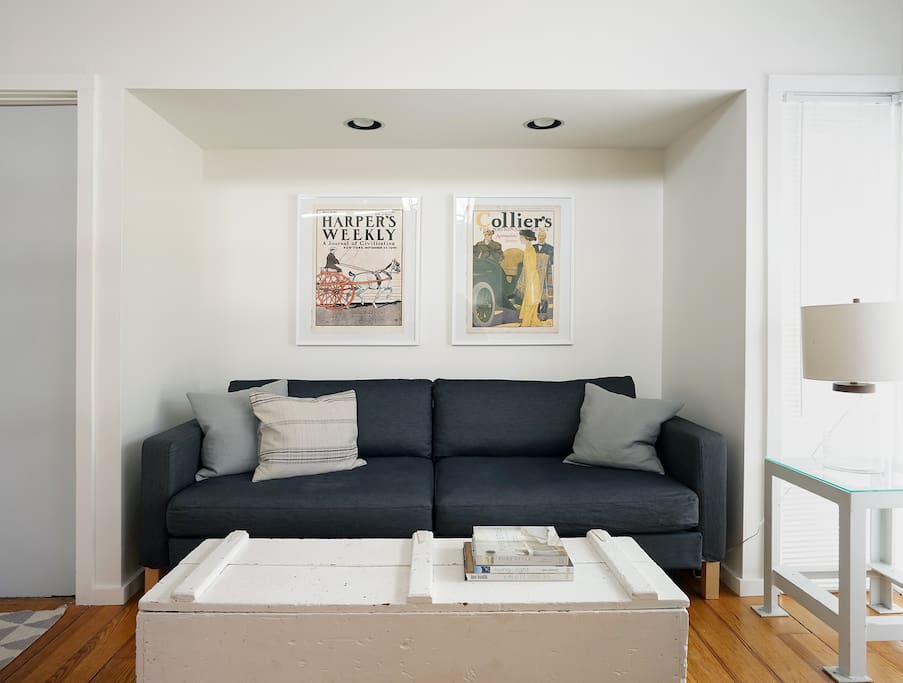 Large sofa turns into queen sized bed and is comfortable for sleeping on as is.