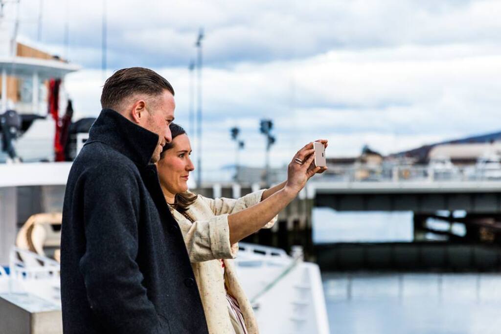 Romantic walk on the waterfront