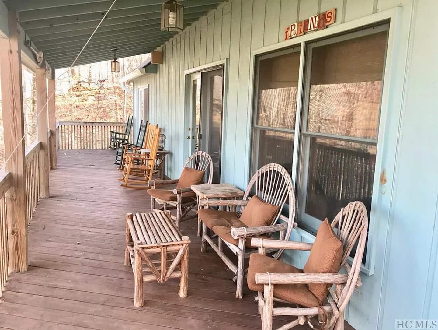 Fall view from the deck at The Trouthouse mountain vacation rental in Glenville North Carolina