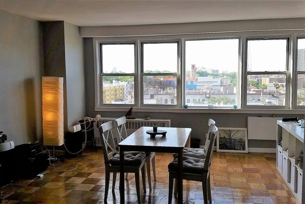 Huge living room with wall to wall windows