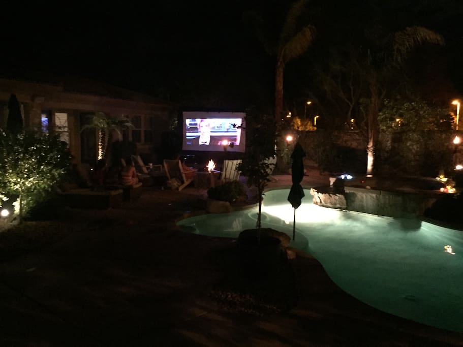 Outdoor movie night in backyard can be arranged for $75/night.