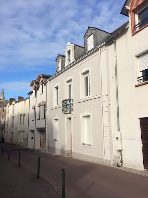 The flat is on the second floor of this building