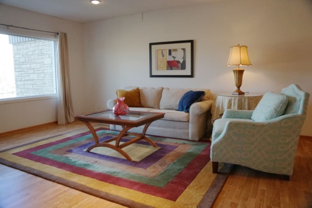 Living room with full sleeper sofa.