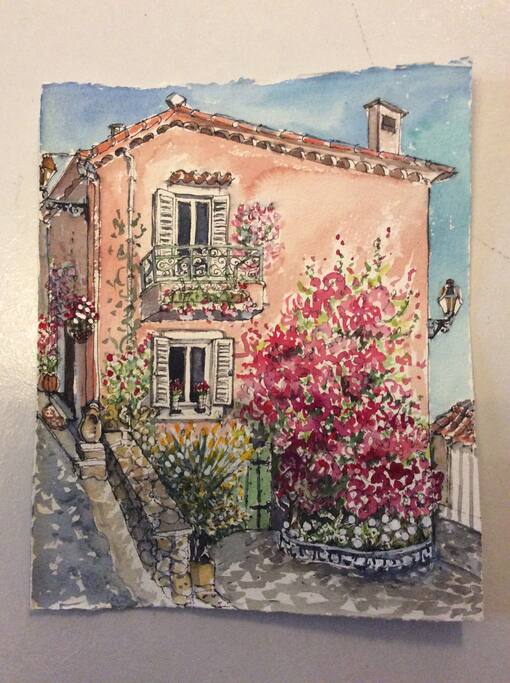 Rendering of house painted by village artist.
