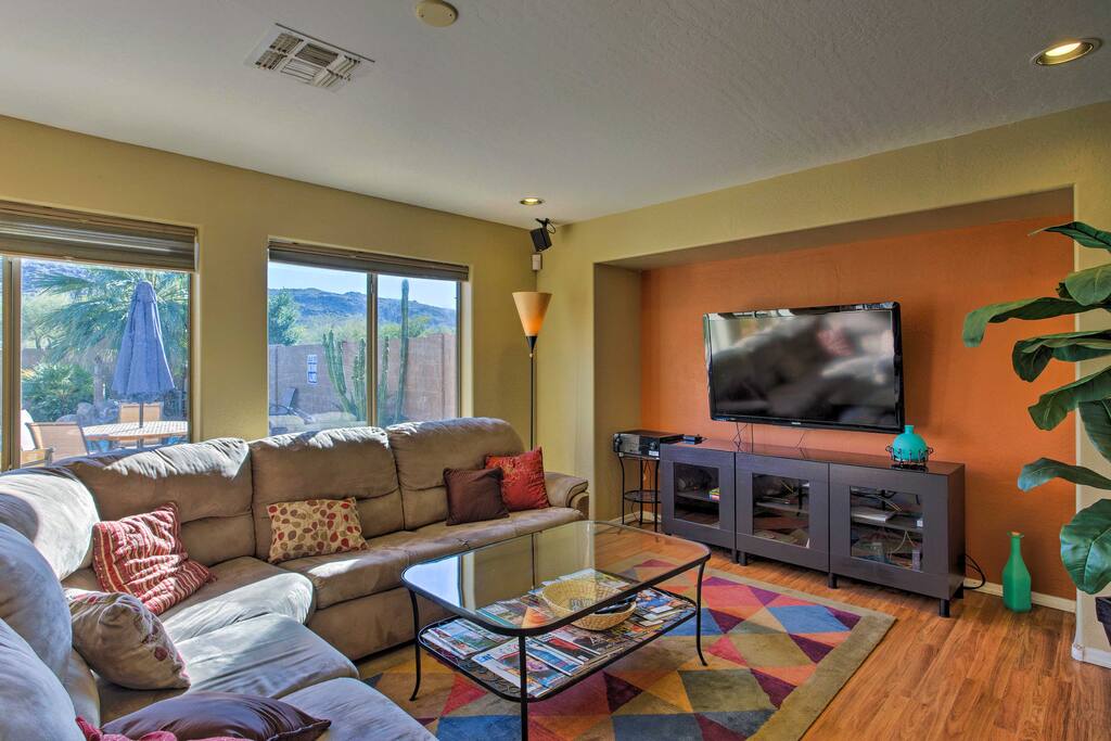 Inside, you'll be greeted by vibrant colors and comfortable furnishings.