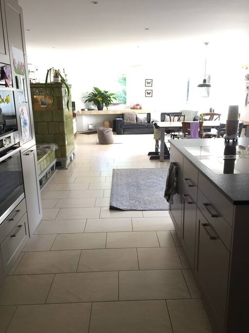 Open kitchen and living area
