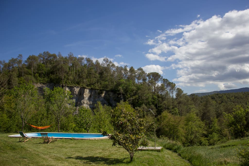 The swimming pool is totally surrounded by nature