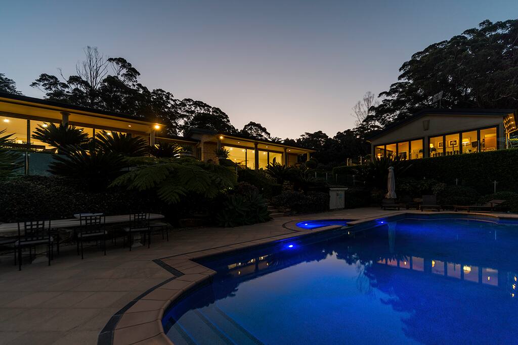 Looking up from the pool - House to the left; Cabana guest house to the right.