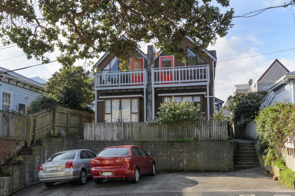 Townhouse 4 to the right, with carpark at the front of stairs