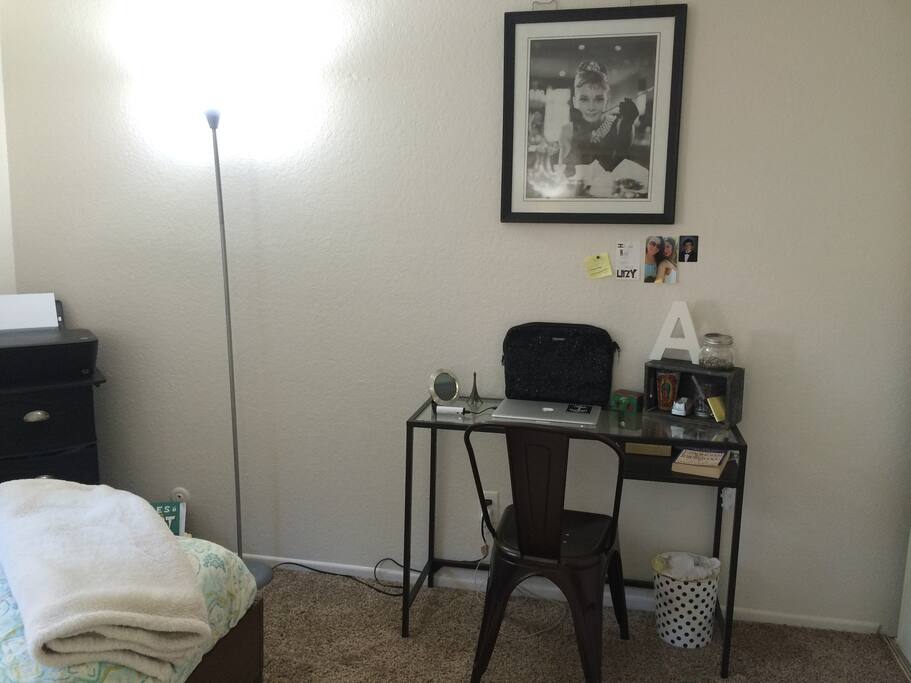 Desk area to write or use your laptop or tablet