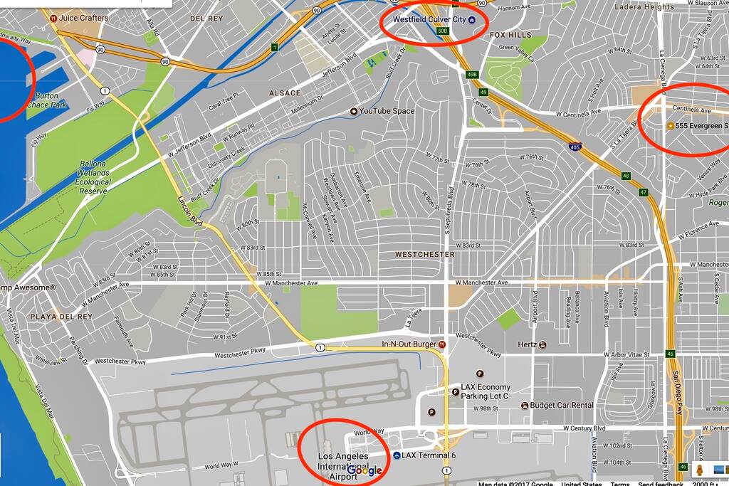Close toLAX, Marina and Culver City.
