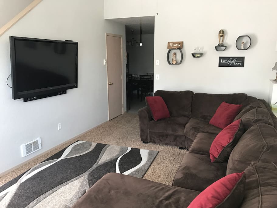 Living room into kitchen