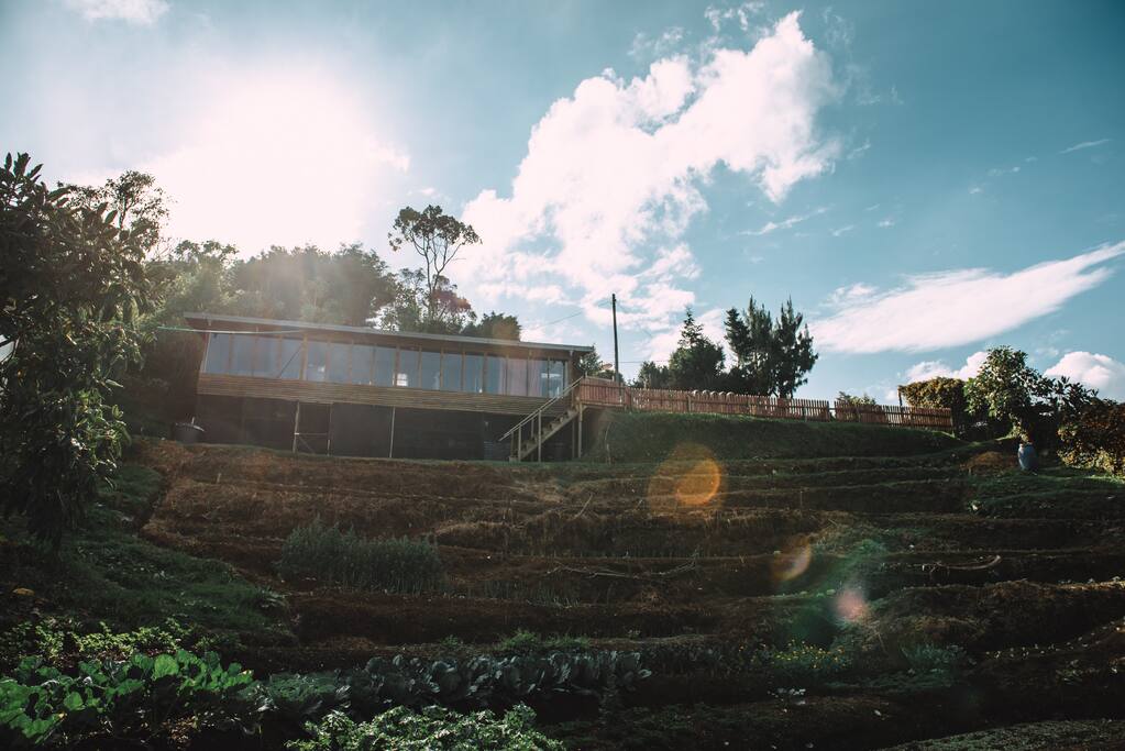 The cabin as seen from the farm