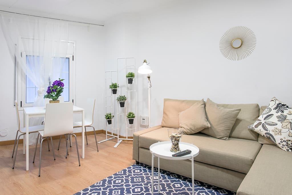 Cozy living room facing the street